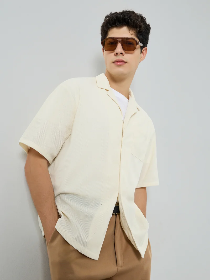 Take Two Men Textured Resort Collar Shirt