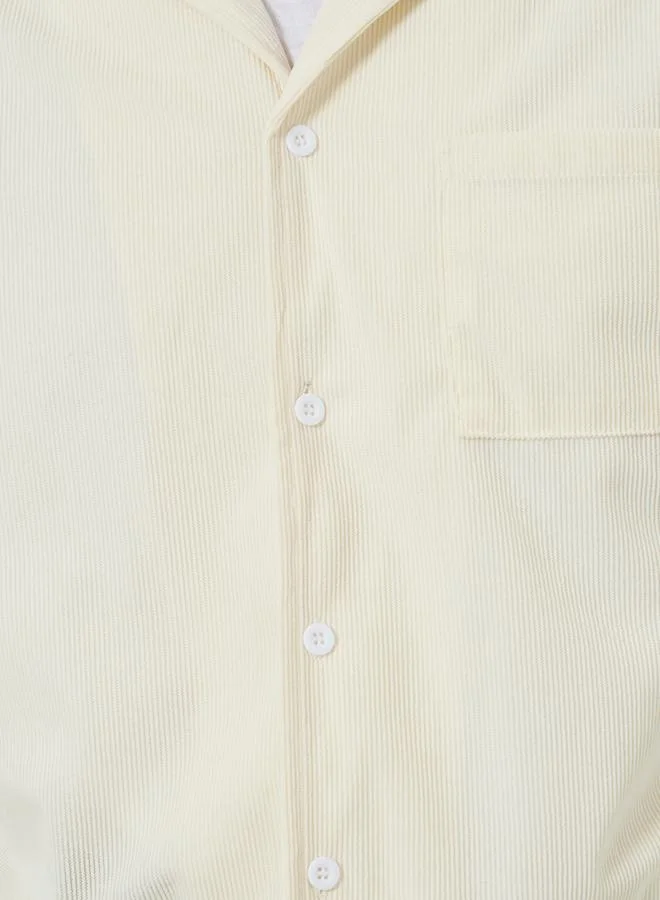 Take Two Cream Men Textured Resort Collar Shirt for Men | Best Price UAE