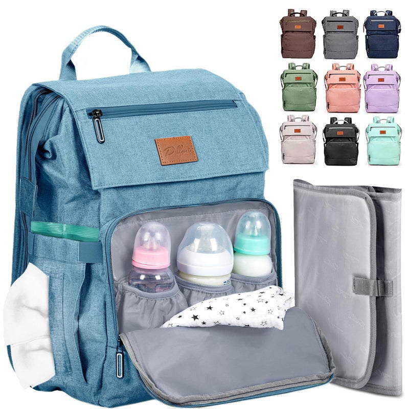 PILLANI Baby Shower Gifts Diaper Bag Backpack - Large Capacity Baby Bag Backpack, Wide Opening & Easy Access Stylish Baby Diaper Bag - Waterproof, Durable, Travel-Friendly Organizer w/ Foldable Changing Pad - Image 1