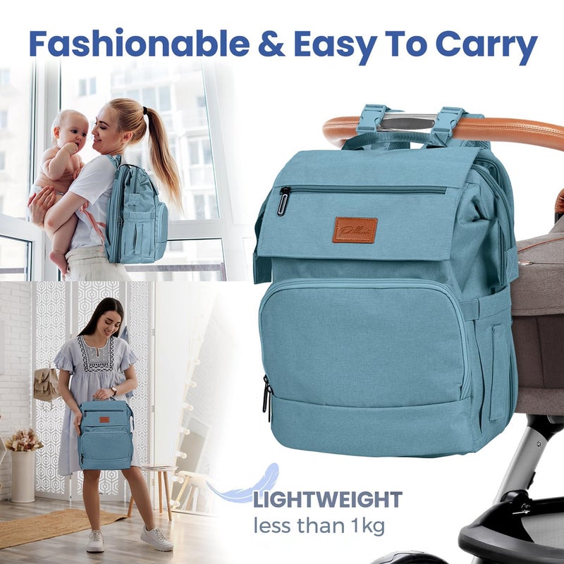 PILLANI Baby Shower Gifts Diaper Bag Backpack - Large Capacity Baby Bag Backpack, Wide Opening & Easy Access Stylish Baby Diaper Bag - Waterproof, Durable, Travel-Friendly Organizer w/ Foldable Changing Pad - Image 5