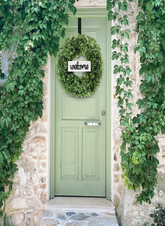 Huadanbor 24" Spring Wreath for Front Door, Artificial Boxwood Wreaths, Summer Door Wreath, Used for Spring Home Decor,Farmhouse or Room Indoors,Outdoors, corridors, Offices (Green) - Image 5