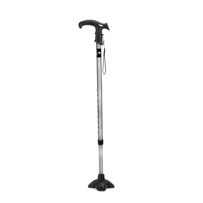 Dr. TORSO Quadpod Walking Stick with Adjustable Height, Mild-Steel Body, Light Weight for Men/Women, Patients, Old People (Silver) - Image 5
