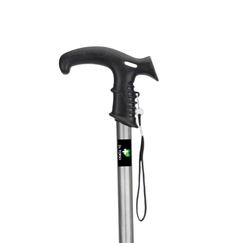 Dr. TORSO Quadpod Walking Stick with Adjustable Height, Mild-Steel Body, Light Weight for Men/Women, Patients, Old People (Silver) - Image 2