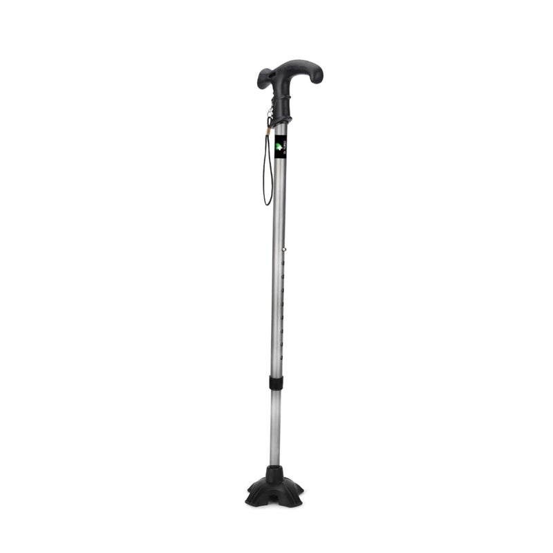 Dr. TORSO Quadpod Walking Stick with Adjustable Height, Mild-Steel Body, Light Weight for Men/Women, Patients, Old People (Silver) - Image 1