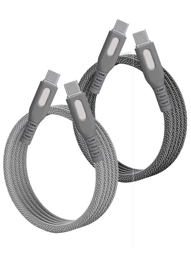 CATANES 2Packs USB-C to USB-C Magnetic Charging Cable (1M) - PD Fast Charge, Detachable & Tangle-Free Design - Dark and Light Grey - Image 1