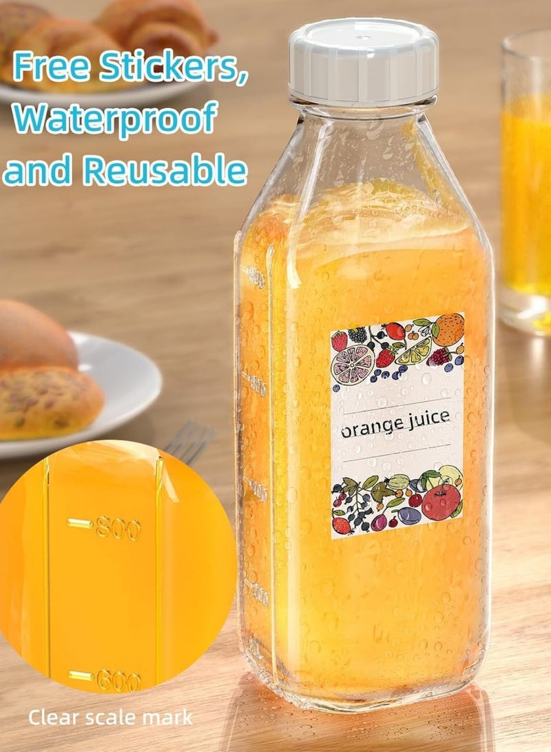 2 Pack 32 Oz Glass Milk Bottles with Pour Spout and Airtight Screw Lids – Heavy Duty Reusable Bottles for Water, Juice, Syrup, Buttermilk – 3 Lids and Writable Labels Included - Image 5