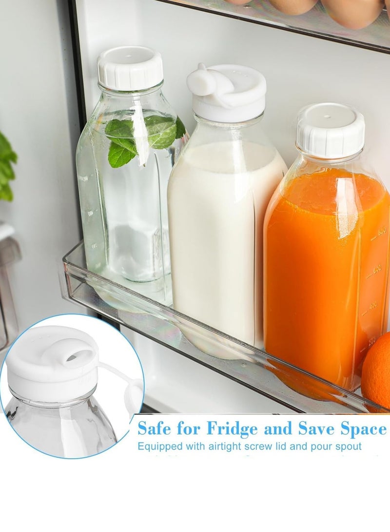 2 Pack 32 Oz Glass Milk Bottles with Pour Spout and Airtight Screw Lids – Heavy Duty Reusable Bottles for Water, Juice, Syrup, Buttermilk – 3 Lids and Writable Labels Included - Image 3
