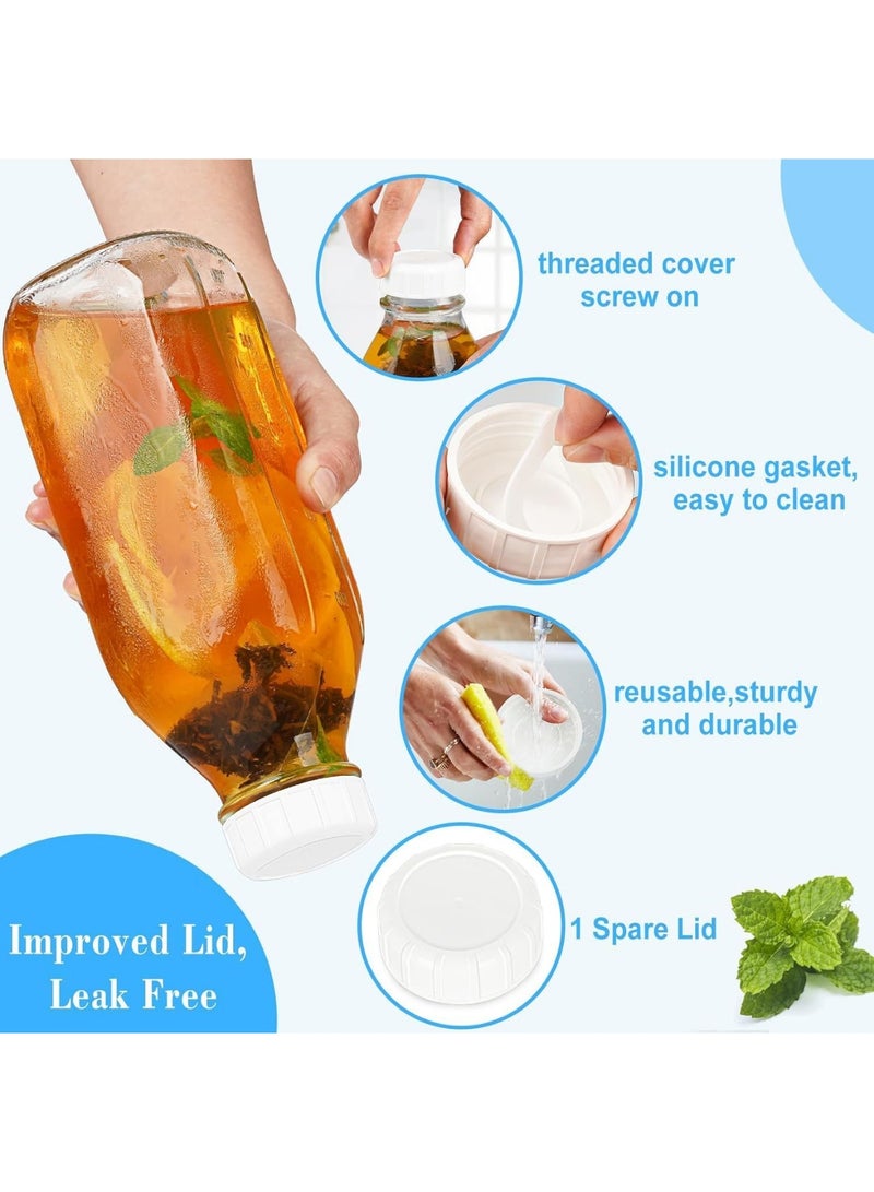 2 Pack 32 Oz Glass Milk Bottles with Pour Spout and Airtight Screw Lids – Heavy Duty Reusable Bottles for Water, Juice, Syrup, Buttermilk – 3 Lids and Writable Labels Included - Image 4
