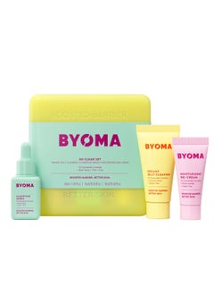 BYOMA BYOMA So Clear Set - Barrier Repair Skincare Set for Acne Prone Skin - Creamy Jelly Cleanser, Clarifying Face Serum & & Gel-Cream Moisturizer - Unclogs Pores, Targets Blemishes - 30ml, 15ml, 15ml 