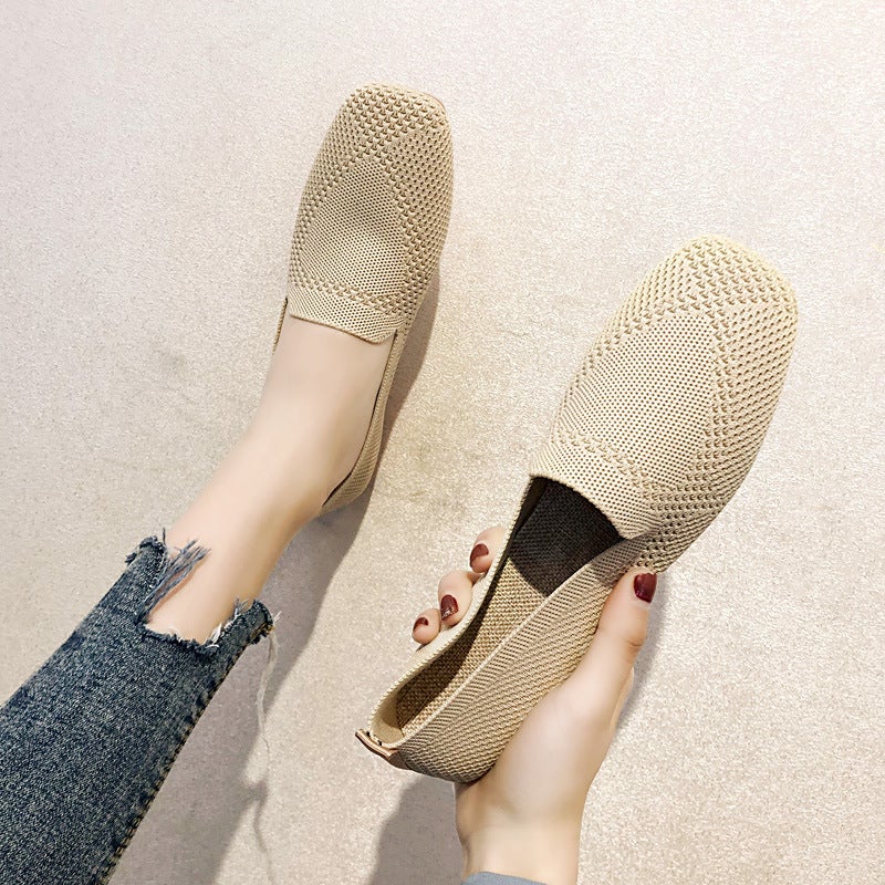 Women's Knit Ballet Flats - Square Toe, Soft Sole, Breathable - Image 3