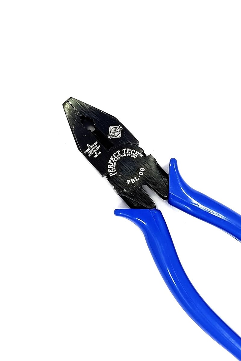 PERFECT TECH Combination Cutting Plier | Anti-Rust Properties For Gripping | 160MM/ 6 Inch | Carbon Steel Insulated Lineman Plier | Industrial & Plumber Hand Tools | Pliers For Home Tool Kit (Blue) - Image 2