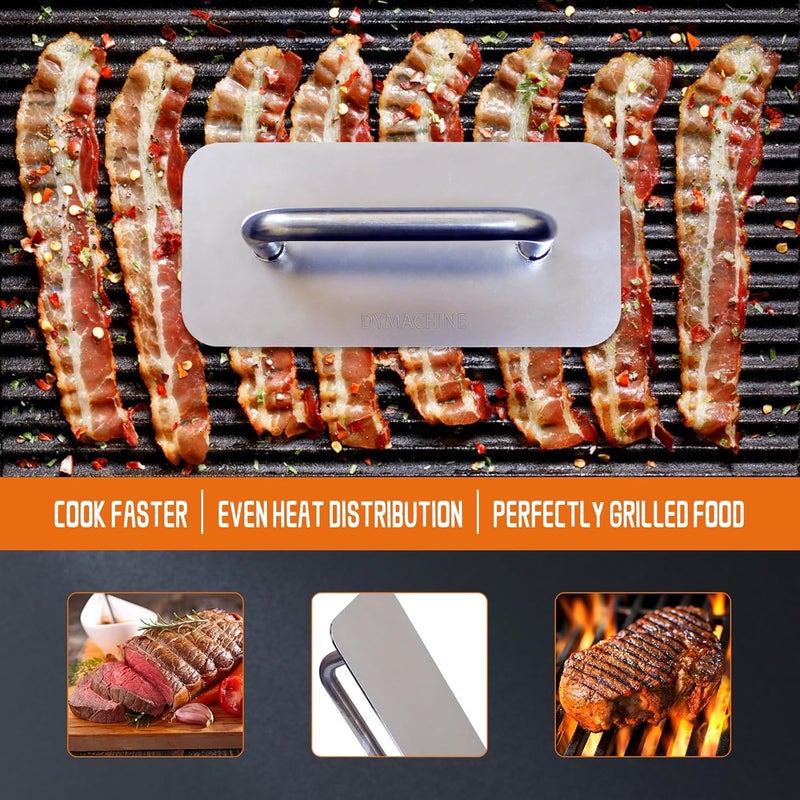 DYMACHINE Stainless Steel Burger Press,9 Inch Heavy Duty Smash Burger Press,2.5mm Non-Stick Smooth Smasher,Square Grill Weight Press, Griddle Press Kitchen Stuff,For Cooking Beef Bacon Stea - Image 5