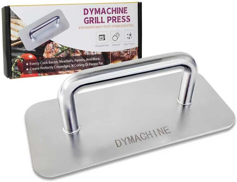 DYMACHINE Stainless Steel Burger Press,9 Inch Heavy Duty Smash Burger Press,2.5mm Non-Stick Smooth Smasher,Square Grill Weight Press, Griddle Press Kitchen Stuff,For Cooking Beef Bacon Stea - Image 1