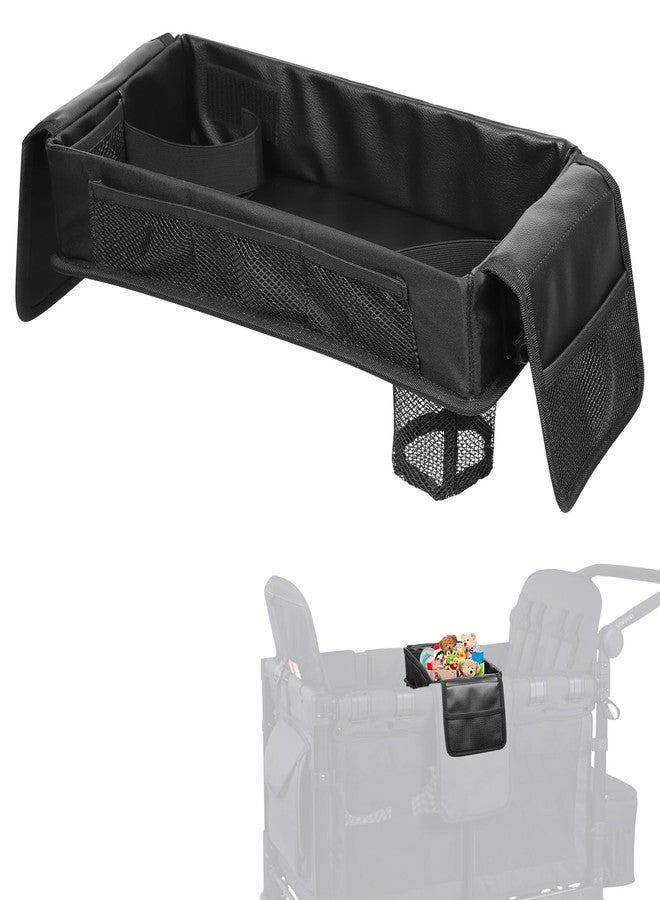 Myvikcar Stroller Snack Tray with Anti-Falling Bottle Holders for Wonderfold Wagon,Waterproof Faux Leather Interior,Easy to Install and Remove( W1,W2) - Image 1