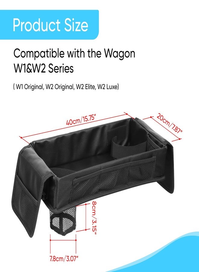 Myvikcar Stroller Snack Tray with Anti-Falling Bottle Holders for Wonderfold Wagon,Waterproof Faux Leather Interior,Easy to Install and Remove( W1,W2) - Image 2