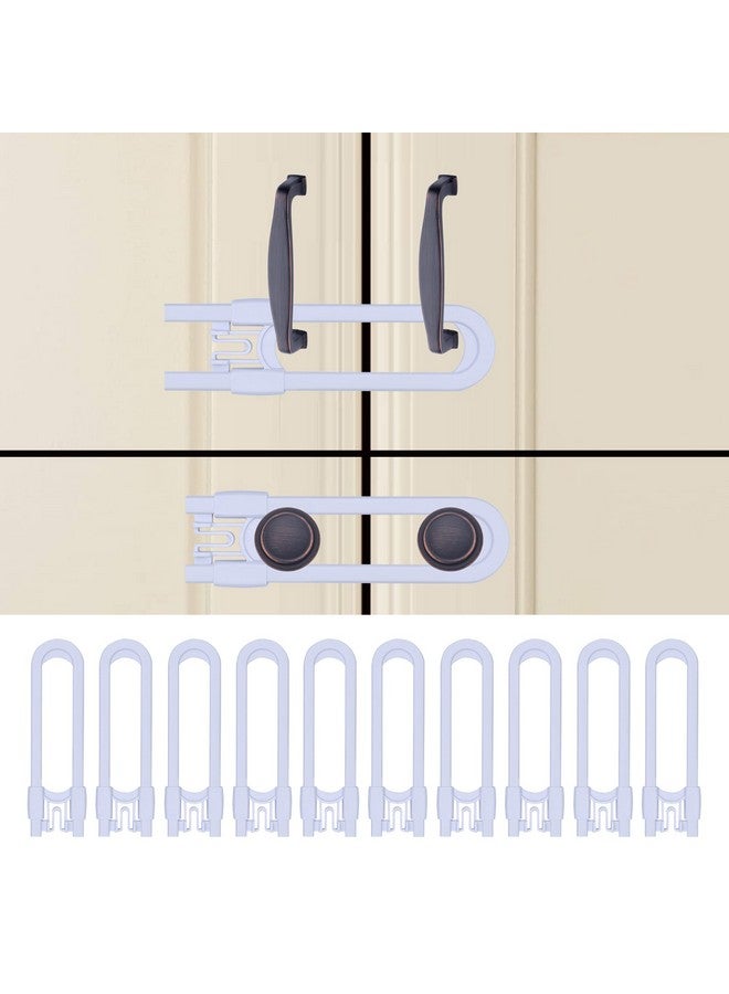 OKEFAN Sliding Cabinet Child Safety Locks Okefan Baby Proofing Cabinet Lock Cupboard Latches For Kids On Closet Door Knobs Handles Pulls No Drill (10 White) - Image 1