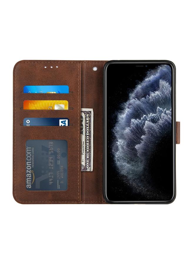 زبون جراب لهاتف iPhone 11 Pro Max مصنوع من جلد العجل مع مشبك وقفل أفقي مع حامل وفتحات للبطاقات ومحفظة وحبل - Image 4