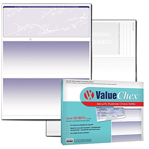 VersaCheck ValueChex - 55 Blank Business Voucher Checks - Blue Prestige - 55 Sheets Form #1000 - Check on Top - Image 1