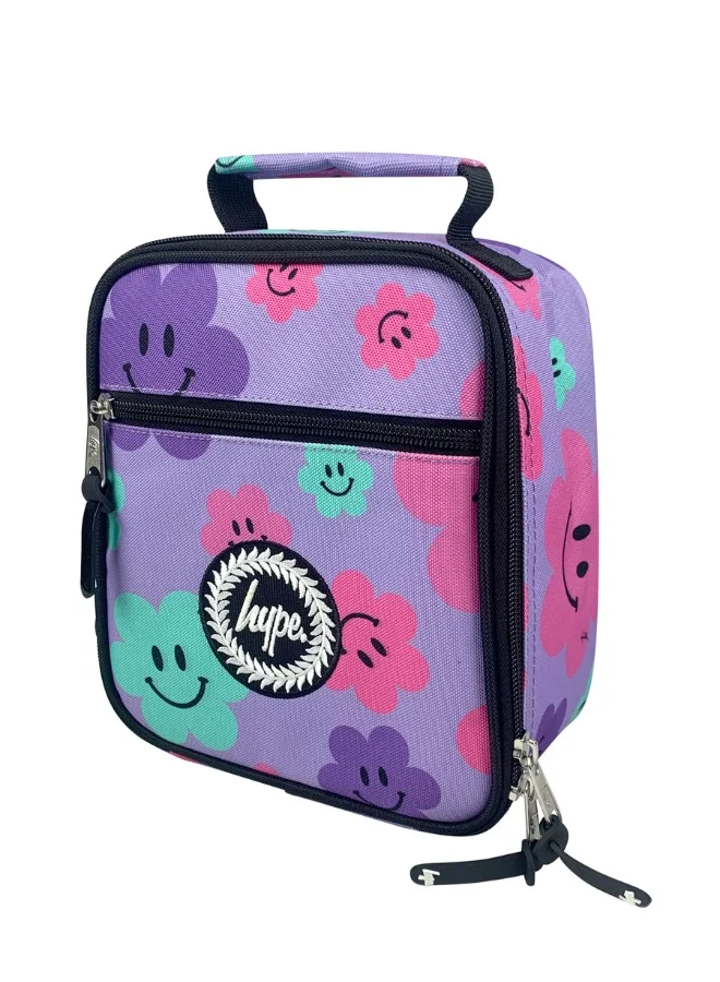 JUST HYPE Insulated Lunch Bag - Purple Happy Flowers