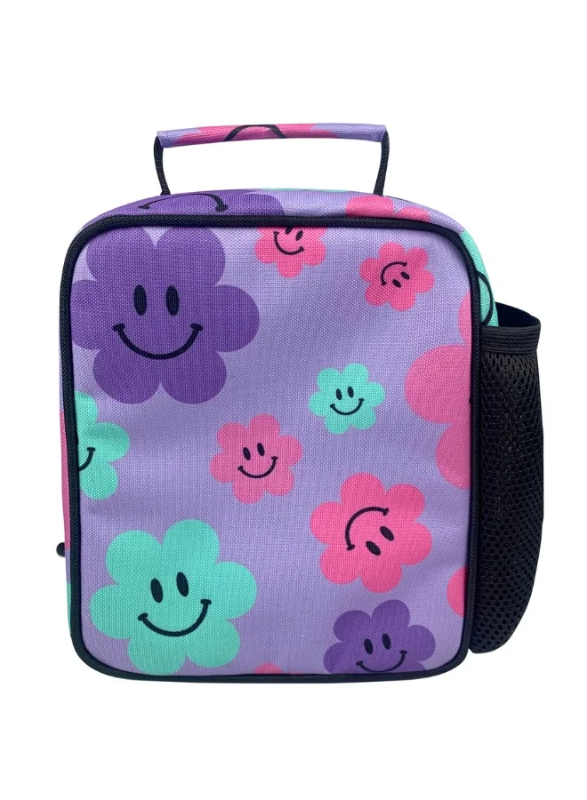 JUST HYPE Insulated Lunch Bag - Purple Happy Flowers