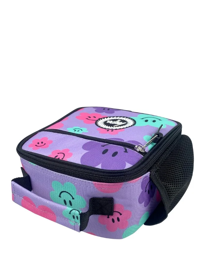 JUST HYPE Insulated Lunch Bag - Purple Happy Flowers