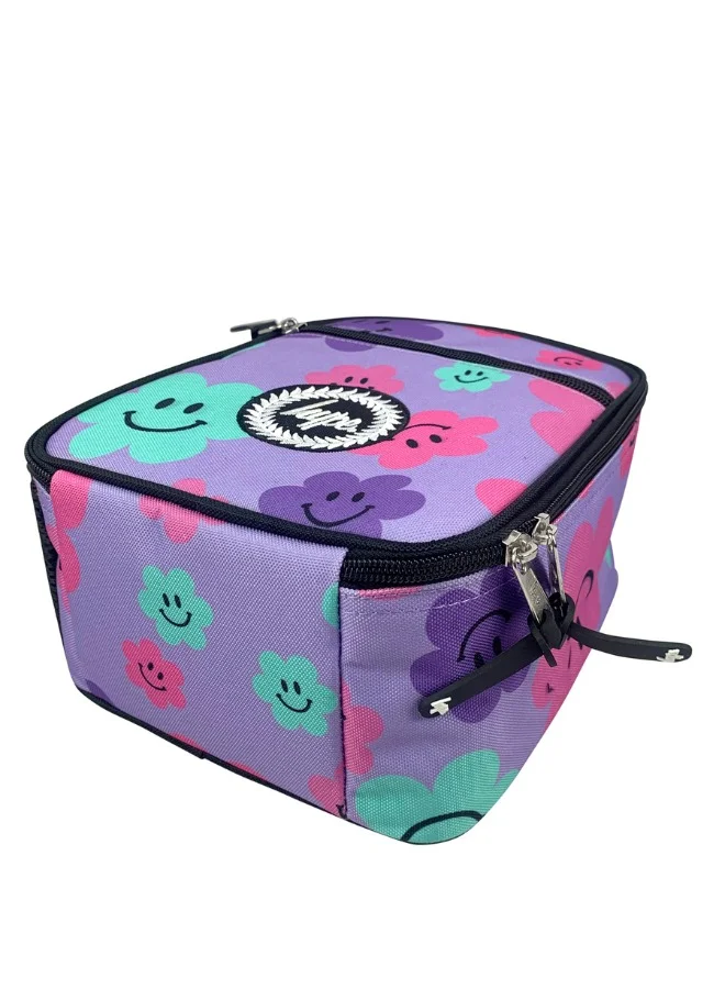 JUST HYPE Insulated Lunch Bag - Purple Happy Flowers