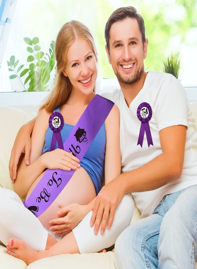 Jiuguva 4 Pcs Halloween Witch Themed Baby Shower Sash, a Baby is Brewing Mom to Be Dad to Be Corsage Pins Pumpkin Bat Maternity Sash for Pregnancy Halloween Gender Reveal Party Decoration - Image 3