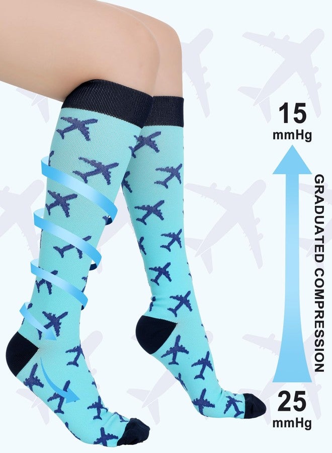 Skicuff جوارب ضغط Skicuff 6 أزواج للطيارين للرجال 15-25 مم زئبق جوارب تصل إلى الركبة جوارب طيران للسفر هدية عيد الميلاد (نابضة بالحياة) - Image 4