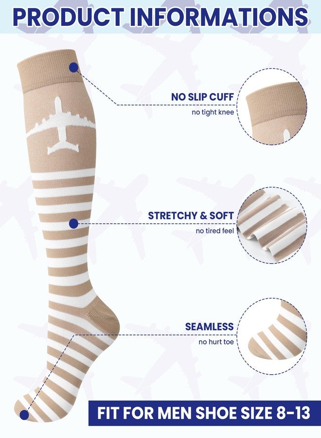 Skicuff جوارب ضغط Skicuff 6 أزواج للطيارين للرجال 15-25 مم زئبق جوارب تصل إلى الركبة جوارب طيران للسفر هدية عيد الميلاد (نابضة بالحياة) - Image 5