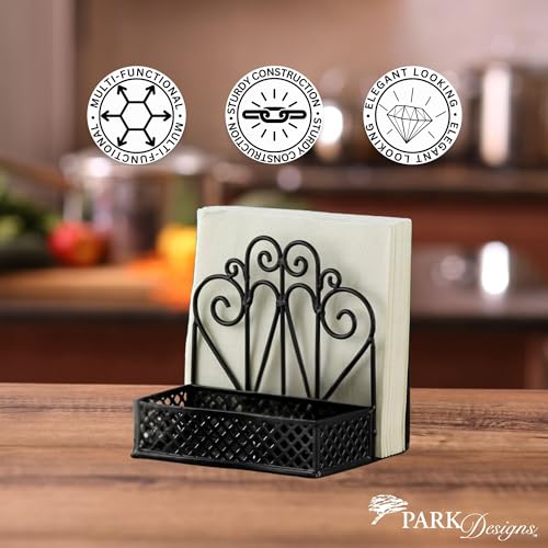 Park Designs Black Napkin Salt and Pepper Holder for Table | Combo Napkin Caddy & Salt and Pepper Caddy | Farmhouse Napkin Holder for Paper Napkins - Image 3