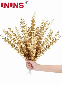 UNUNS 20-Piece Artificial Eucalyptus,Golden Eucalyptus Stems Leaves For Party Wedding Flower Arrangement Home Farmhouse DIY Decor  - Image 1