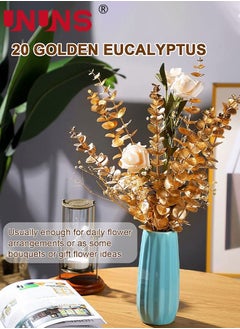 UNUNS 20-Piece Artificial Eucalyptus,Golden Eucalyptus Stems Leaves For Party Wedding Flower Arrangement Home Farmhouse DIY Decor  - Image 4
