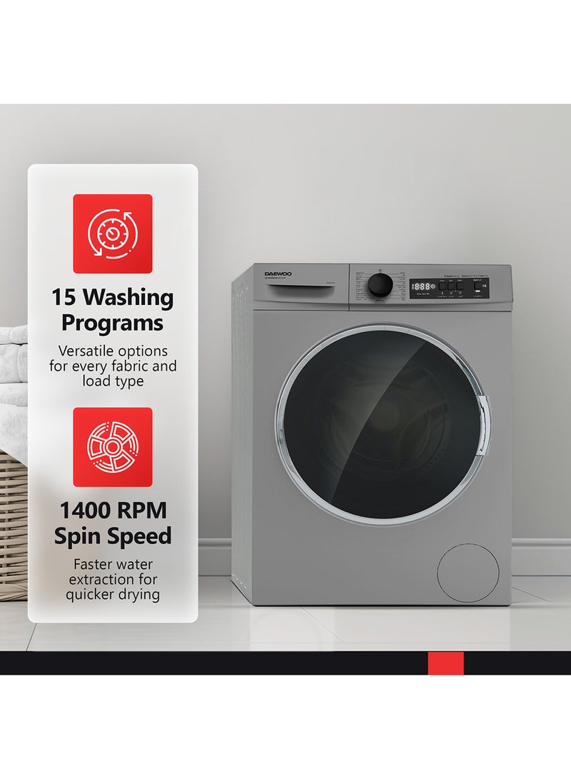 DAEWOO 9Kg Front Load Washing Machine With Lunar Dial, 1400 Rpm, Bldc Inverter Motor, Fully Automatic Washer With Wide Door, Digital Led Display, Child Lock, Steam Care, Quick Wash, - Image 3