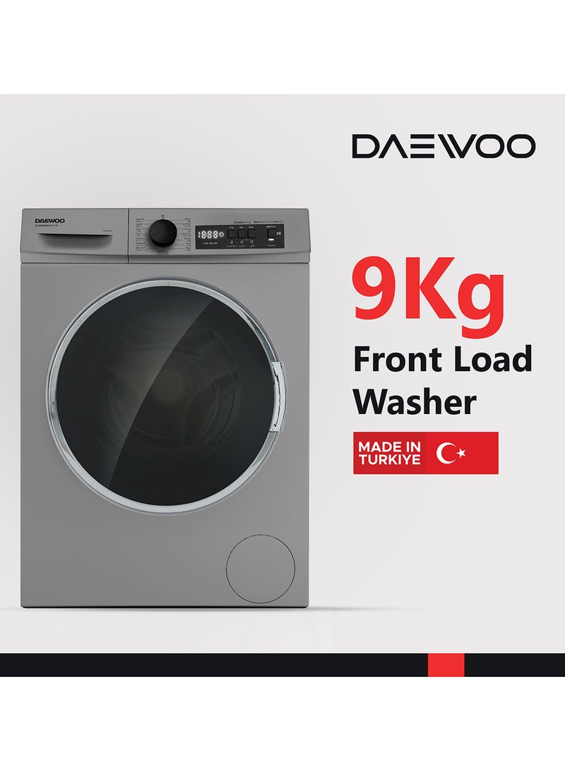 DAEWOO 9Kg Front Load Washing Machine With Lunar Dial, 1400 Rpm, Bldc Inverter Motor, Fully Automatic Washer With Wide Door, Digital Led Display, Child Lock, Steam Care, Quick Wash, - Image 2