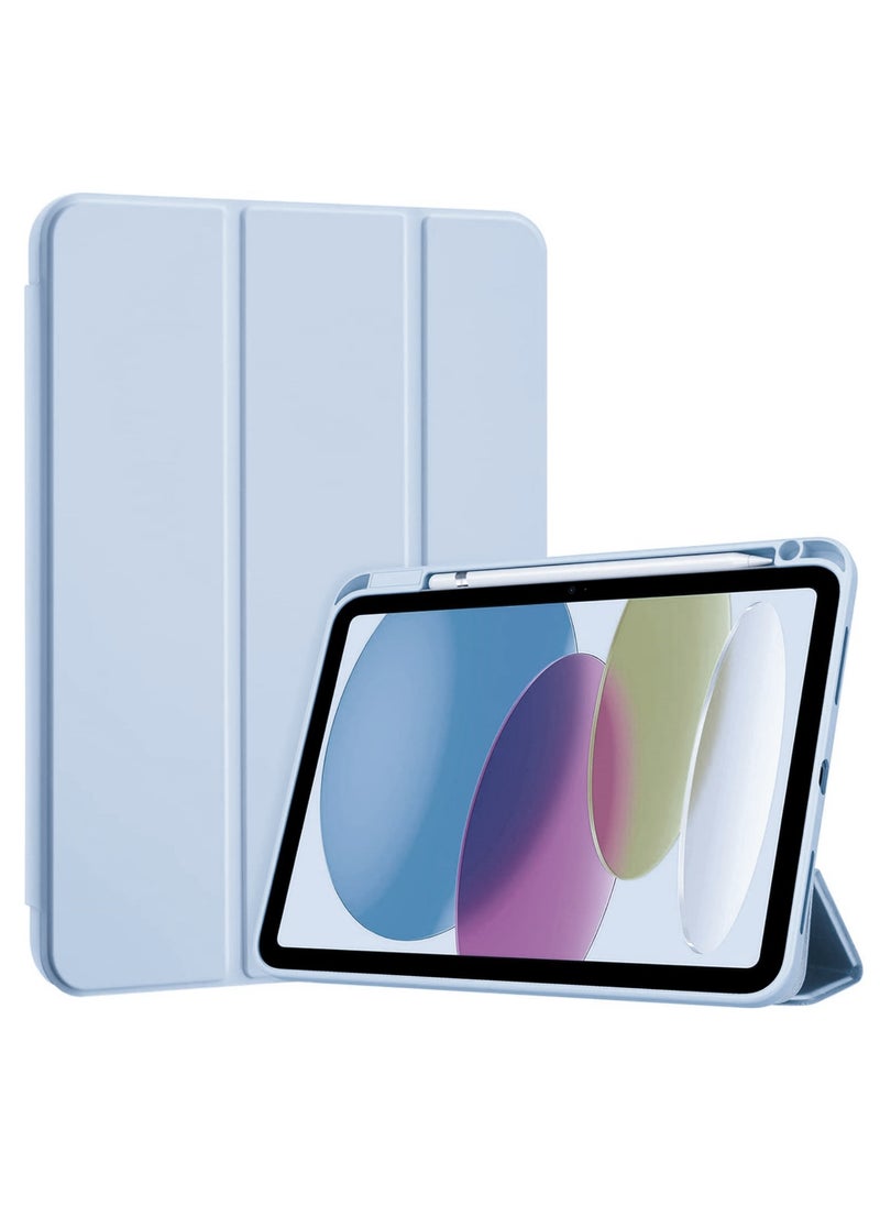 Rock Pow Case for iPad (A16) 11th 11 inch 2025 Gen iPad 11 Case/Case for iPad 10th Generation 10.9 Inch 2022 Built-in Pencil Holder Flexible Back Cover,Trifold Stand, Auto Sleep Wake Rebound Series for iPad 2022 Model A2696 A2757 A2777 10th Gen 10.9 Inch/iPad 11th Gen 11" 2025 A3354, A3355, A3356 Sky Blue  - Image 1