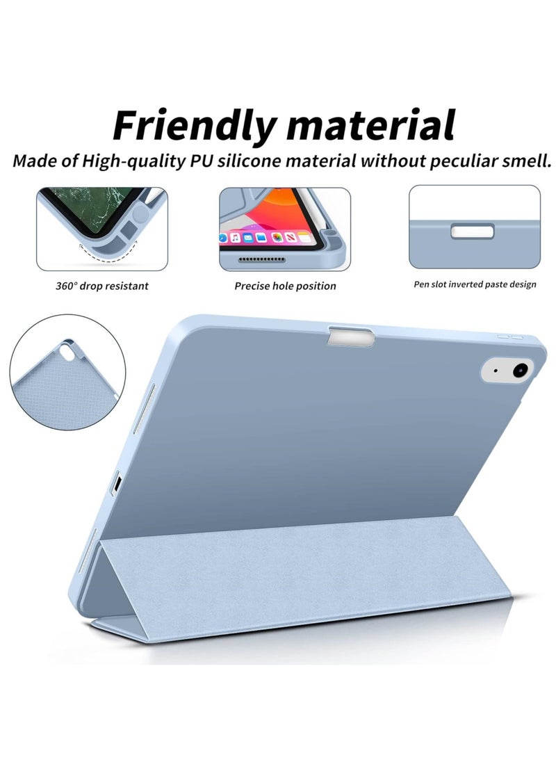 Rock Pow Case for iPad (A16) 11th 11 inch 2025 Gen iPad 11 Case/Case for iPad 10th Generation 10.9 Inch 2022 Built-in Pencil Holder Flexible Back Cover,Trifold Stand, Auto Sleep Wake Rebound Series for iPad 2022 Model A2696 A2757 A2777 10th Gen 10.9 Inch/iPad 11th Gen 11" 2025 A3354, A3355, A3356 Sky Blue  - Image 3