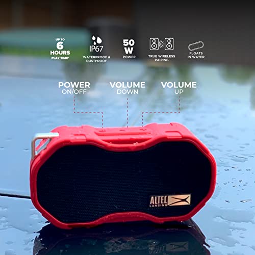 Altec Lansing - Baby Boom Waterproof Bluetooth Speaker, Wireless & Portable for Travel & Outdoor Use, Deep Bass & Loud Sound, 1 Pack (Red) - Image 2