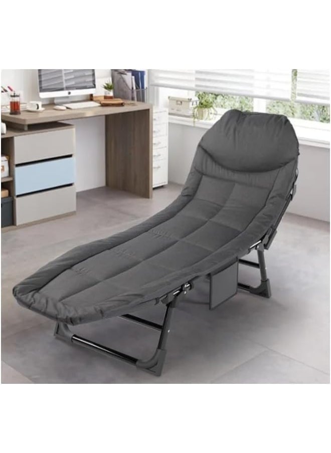 Generic SAFENHAND Folding Portable Camping Cot Utility 180° Adjustable Recliner Sleeping Bed with Soft Padded Cushion Lounge Chair Indoor&Outdoor Recliner for Travel, Office, Camping, Fishing  - Image 2