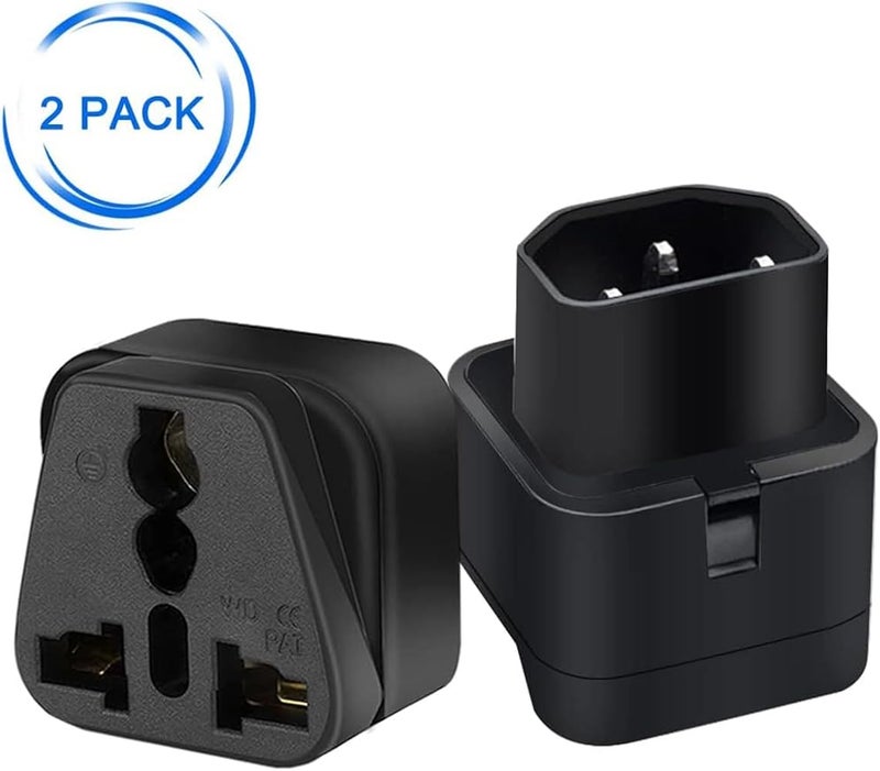 لينجي محول طاقة LinJie IEC C14 إلى منفذ Socket لاستخدامه في الاتحاد الأوروبي والولايات المتحدة والمملكة المتحدة وأستراليا (2 قطعة)، مناسب لأجهزة الخادم والكمبيوتر وغيرها من الأجهزة التي تعمل بمعيار C13، مع مواصفات NEMA-5-15P. - Image 2