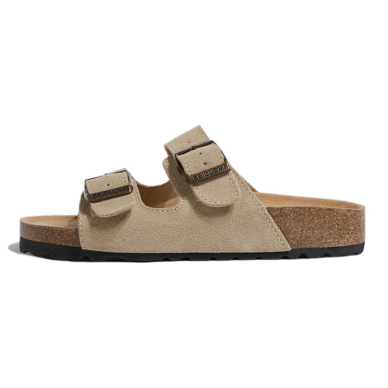 Genuine Leather Birkenstock Sandals For Women, Summer Outdoor Wear, 2026 New Versatile Slip-On Cork Sole Birkenstock Half-Slippers - Image 1