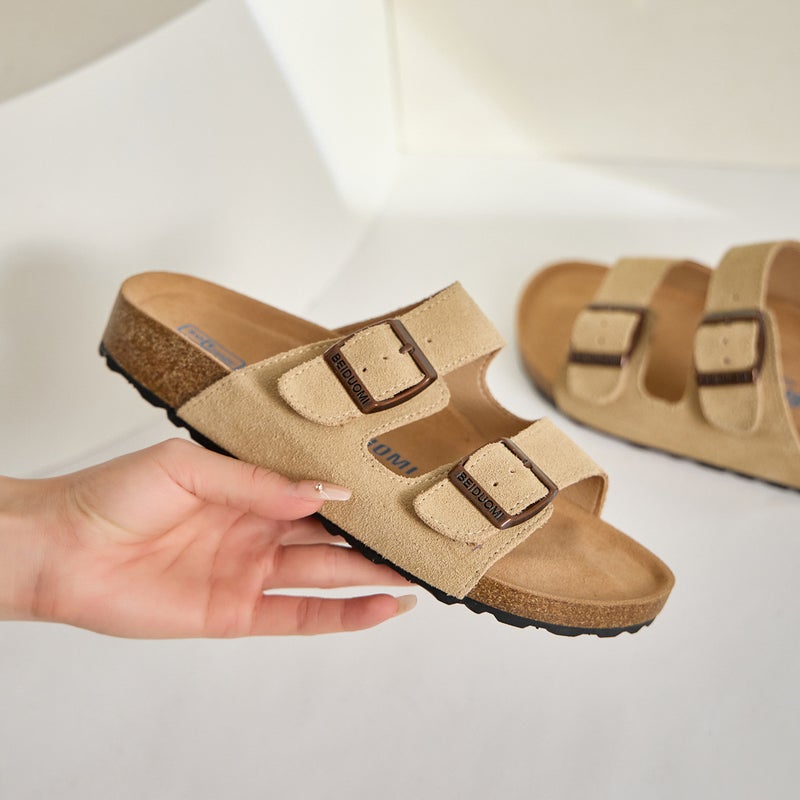 Genuine Leather Birkenstock Sandals For Women, Summer Outdoor Wear, 2026 New Versatile Slip-On Cork Sole Birkenstock Half-Slippers - Image 3