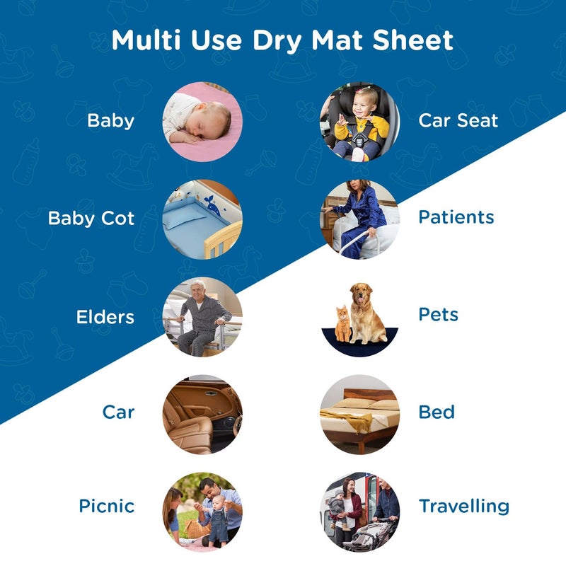 mee mee Mee Mee Reusable Water Proof Cotton Bed Protector SheetExtra Absorbent MatDry SheetsUrine SheetDry Mat Pack of 2 Large Royal Blue100CmX140Cm  - Image 4