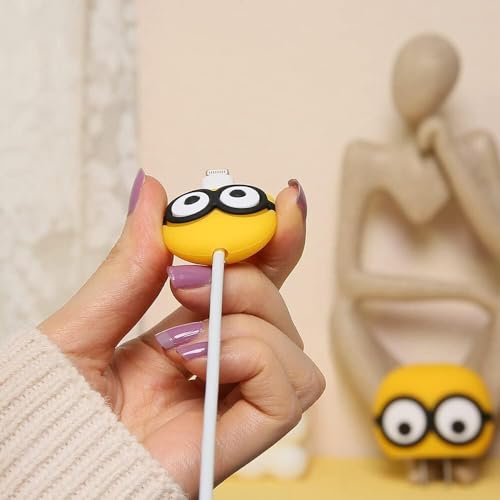 CERLINK Cable Protector for Apple iPhone Charger 20W/18W Type C, 3D Cute Cartoon Case Adaptor Cover Full Cable Connection Protectors Protective Protection Wire Sleeves Guard (Minion) - Image 3