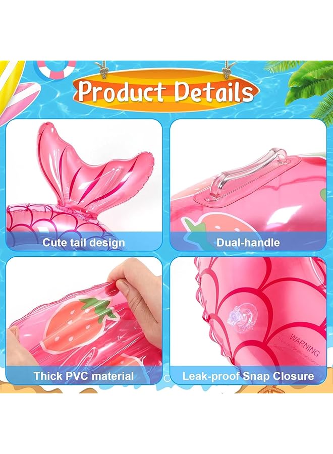 KASTWAVE 3 Inflatable Pool Floats Animal Pool Tubes Rings Floaties With Air Pump Summer Swimming Pool Beach Party Decor(Strawberry Cactus Mermaid) - Image 4