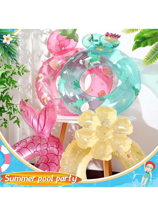 KASTWAVE 3 Inflatable Pool Floats Animal Pool Tubes Rings Floaties With Air Pump Summer Swimming Pool Beach Party Decor(Strawberry Cactus Mermaid) - Image 3