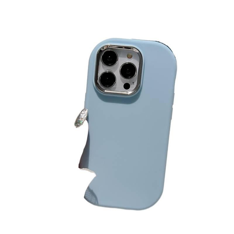 غطاء واقي بسيليكون لـ iPhone 17 / 17 Air / 17 Pro / 17 Pro Max مع مقاوم للصدمات وحامل قائم مع مقاوم للصدمات مع لون حلوى مع إطار معدني باللون أزرق بوظيفة حامل من السيليكون باللون ا. - Image 1