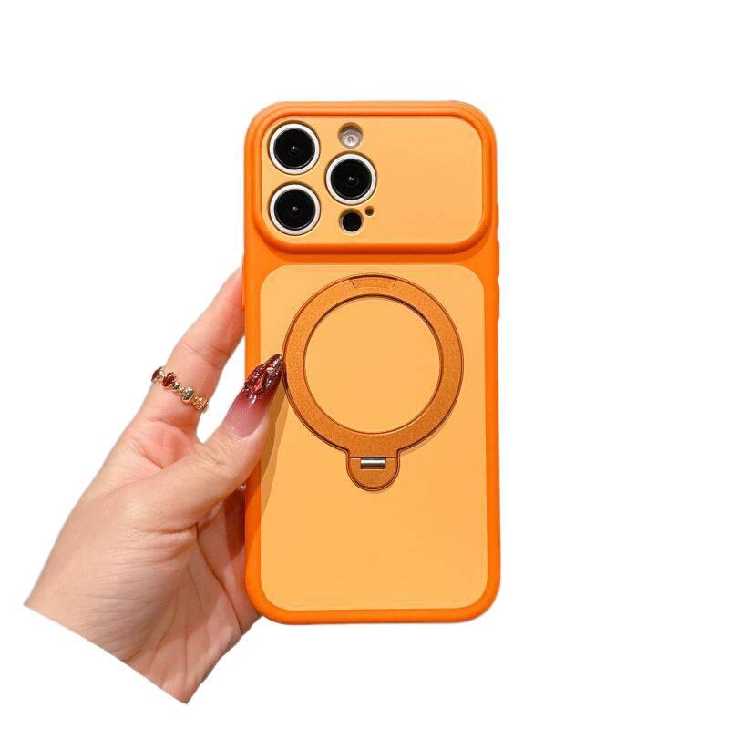 MS PC MagSafe Case for iPhone 14 / 14 Plus / 14 Pro / 14 Pro Max with Strong Magnetic and Kickstand plus Shockproof plus Drop Protection plus Anti-Fingerprint in Star Orange - Image 1