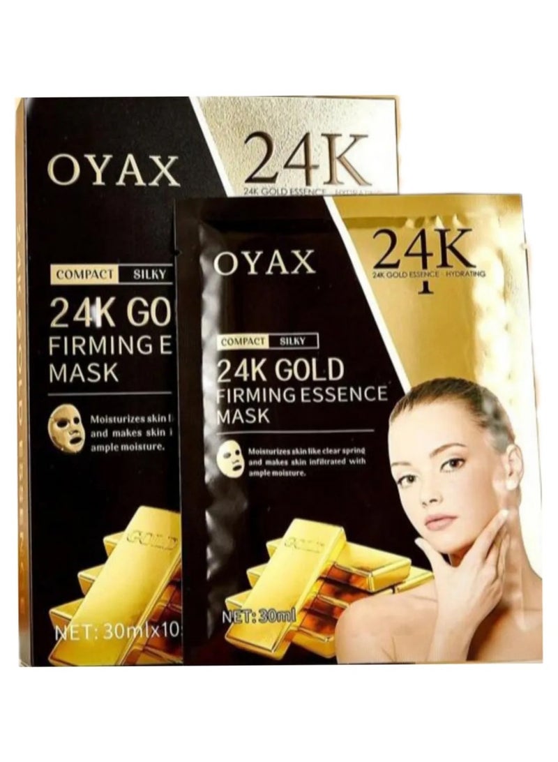 OYAX 24K Gold Firming Face Mask- Anti Aging, Hydrating, Toning & Firming Facial Mask - Helps Reduce Wrinkles & Fine Lines - With Hyaluronic Acid & Collagen  - Image 1