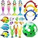 Jasonwell Pool Diving Toys Games 20PCS Swimming Mermaid Pool Toys with Dive Rings Gems Beach Ball Underwater Treasures Seaweeds Fish Swim Toy etc Bath Water Toy Training Gifts for Kids Adult - Image 2