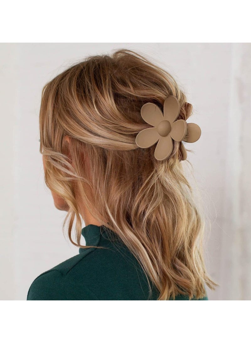 Goolsky 8 قطع/طقم مشابك شعر على شكل زهرة بلون مات صلب - قبضة قوية للشعر الكثيف والرقيق، سهلة الاستخدام، ملحقات مريحة وأنيقة لتصفيف شعر النساء - Image 2